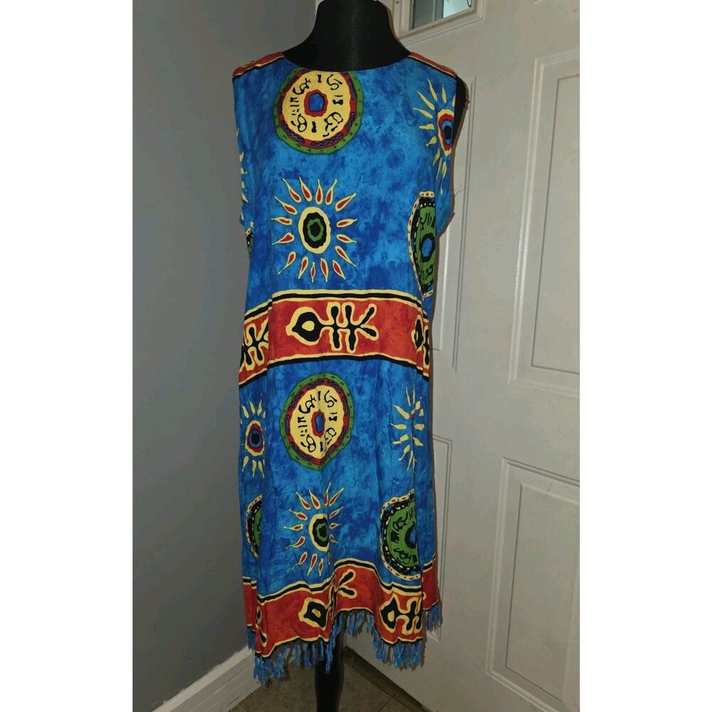Vintage Caribbean Surf Tropical Dress Rayon Hawaiian Vacation Beach Cruise XL